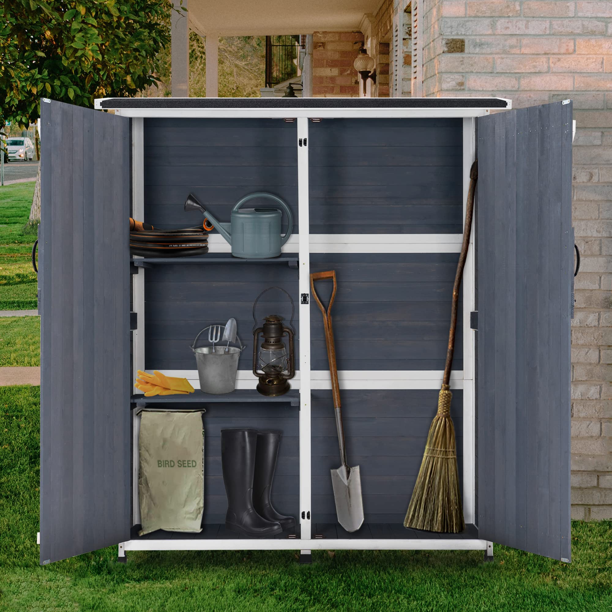 Outdoor Storage Cabinet with S - đánh giá và giá Garden Tools