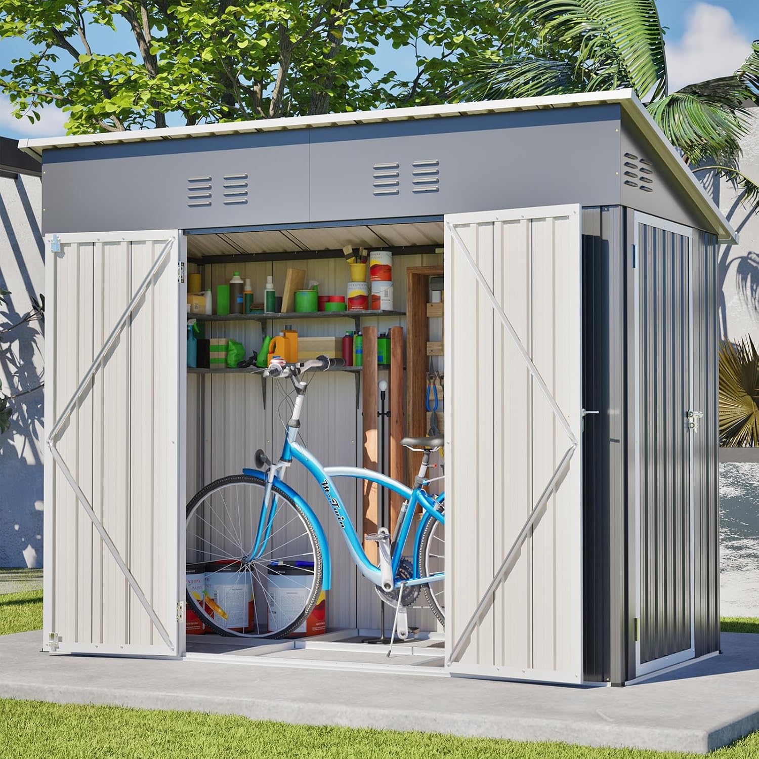 8x4 FT Outdoor Storage Shed wi - đánh giá và giá Garden Tools