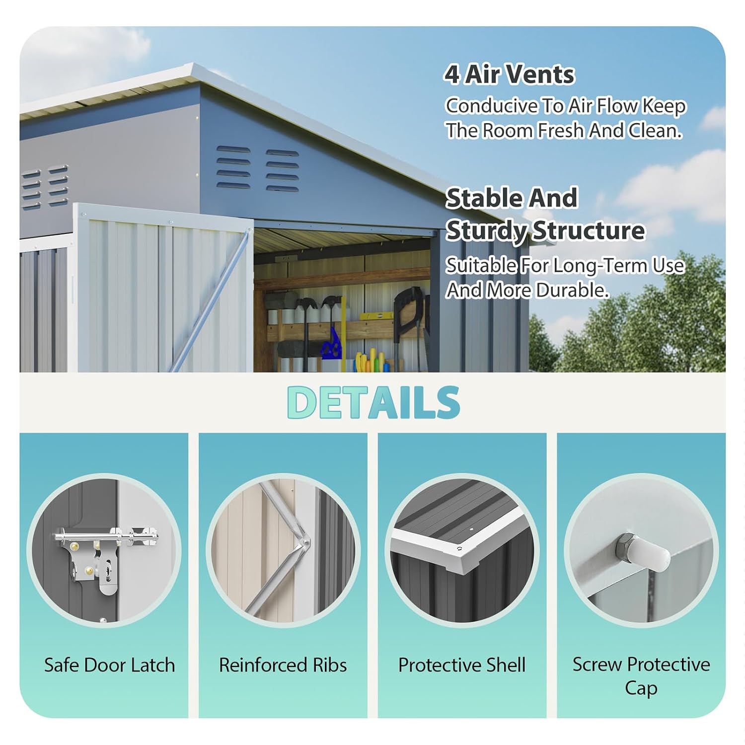 8x4 FT Outdoor Storage Shed wi - đánh giá và giá Garden Tools